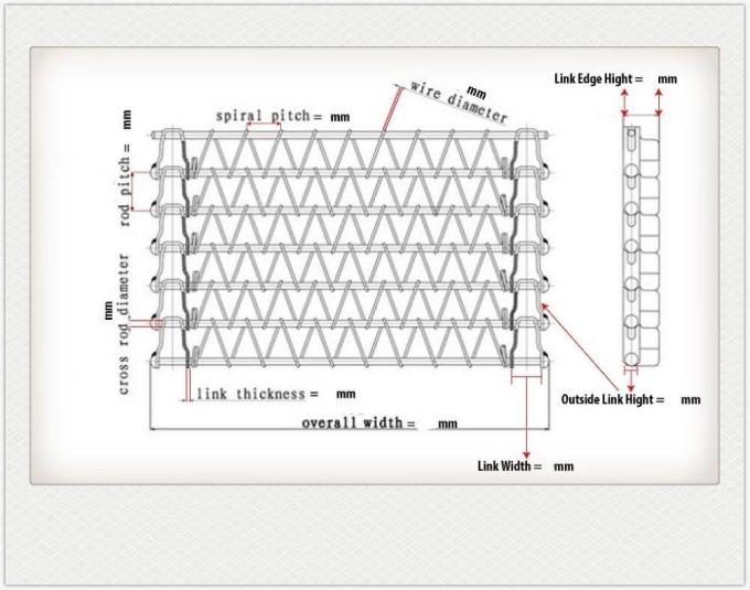 400 مم 500 مم شبكة أسلاك معدنية ناقل شقة الحزام المرن مع سلسلة 1